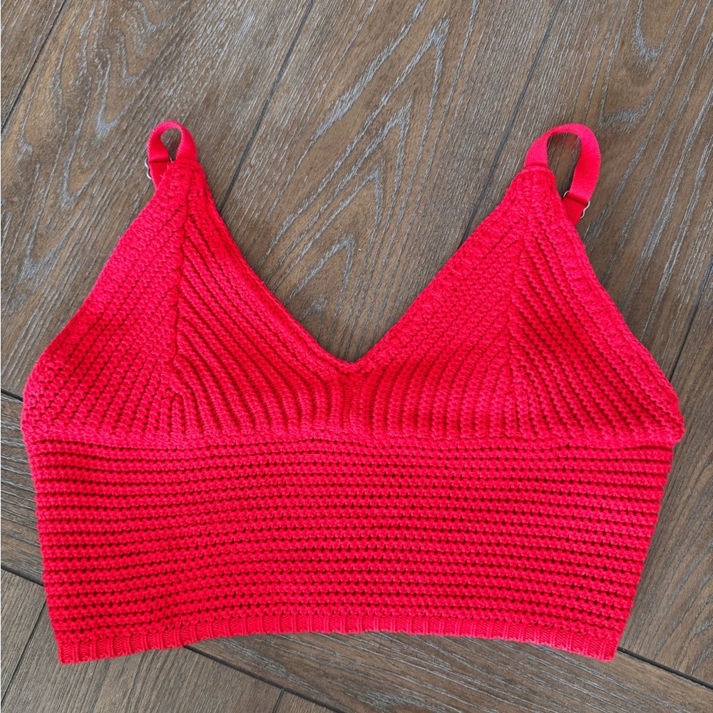 NWOT Hollister Bright Red Knit Top